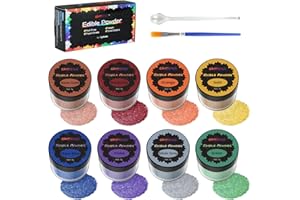 Cakestar Edible Glitter for Drinks, 8 Colors Edible Luster Dust (7g/bottle), Edible Glitters for Cake, Food Shimmer Dust for 