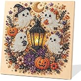 Halloween Ghost Pearl Diamond Art DIY Kit 3D Diamond Painting (Ghost) | Halloween Pearl Gem Bead Dots DIY Craft, Beginner Art Set for Home Wall Decoration Halloween DIY Gift，7.8*7.8 IN Frameless