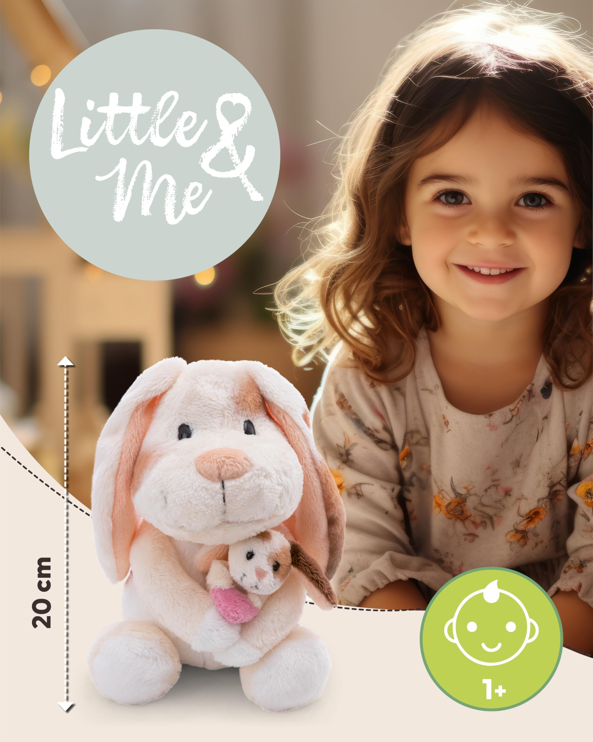 NICI Kuscheltier Hase 20cm mit Hasenkind 6cm - beige - Stofftier aus weichem Plüsch, niedliches Plüschtier zum Kuscheln und Spielen, für Kinder & Erwachsene, tolle Geschenkidee - 62841 3