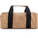 Abbylike 12" Waxed Canvas Tool Bag, Heavy Duty Utility Bag with Zipper, Water-resistant Multipurpose Tool Storage Tote for Wrenches Screwdrivers Hammer Cable