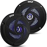 Pyle Marine Speakers -5.25 Inch 2 Way Waterproof and Weather Resistant Outdoor Audio Stereo Sound System with LED Lights,180 Watt Power and Low Profile Slim Style -1 Pair -PLMRS53BL (Black)