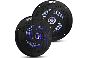 Pyle Marine Speakers - 5.25 Inch 2 Way Waterproof and Weather Resistant Outdoor Audio Stereo Sound System with LED Lights, 180 Watt Power and Low Profile Slim Style - 1 Pair - PLMRS53BL (Black)