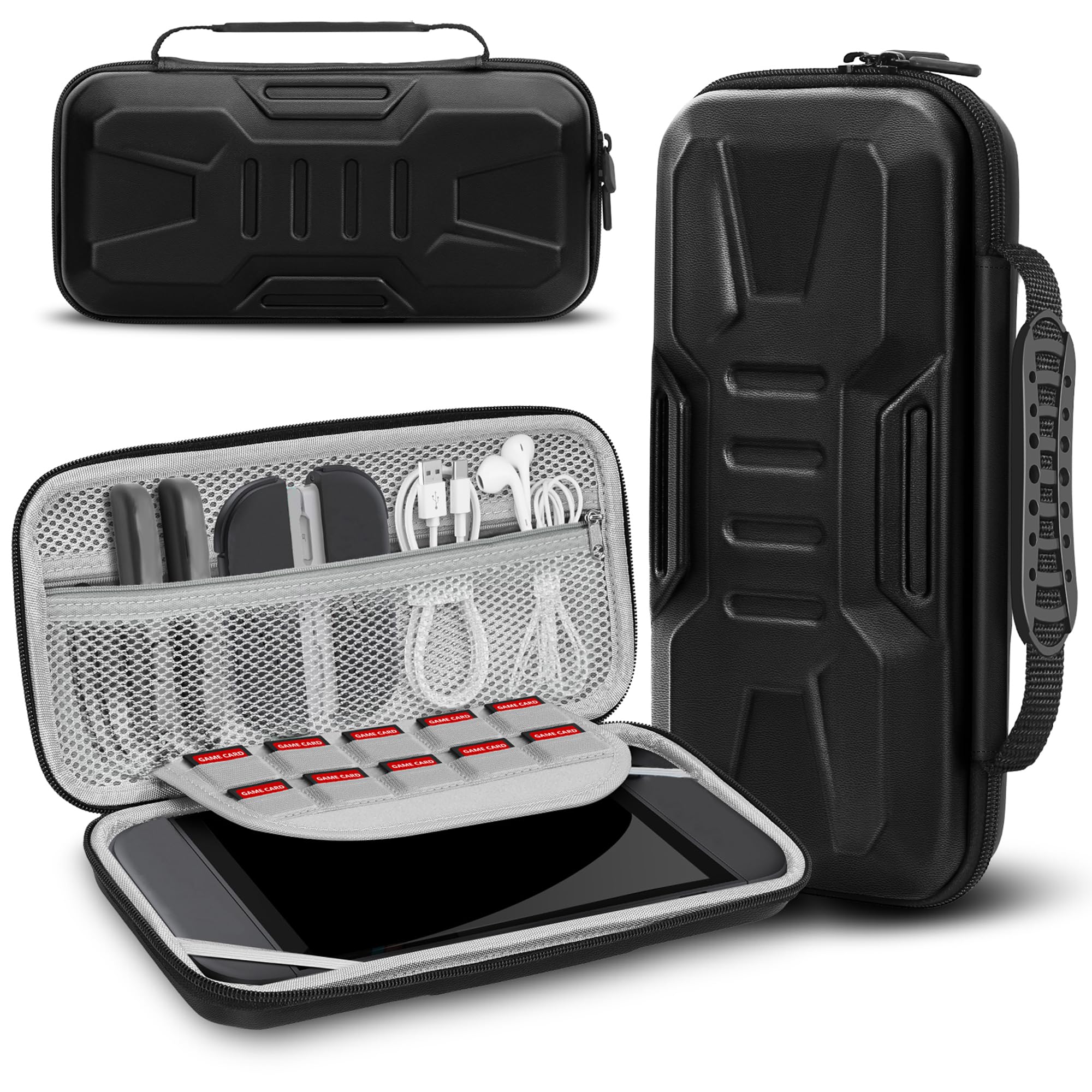 View 1 of **Pack of 2**JoyHood Carrying Case for Switch 2 - Protective Travel Handbag with 10 Game Card Slots Portable Storage Bag Compatible with Console & Accessories, Black