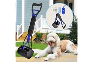 HOMAGICO Pooper Scooper for Large Dogs，Portable Dog Pooper Scooper with Long Handle,Foldable Pet Pooper Scooper with Waste Bag,Easy to Use Perfect for Grass,Dirt,Gravel（Blue）