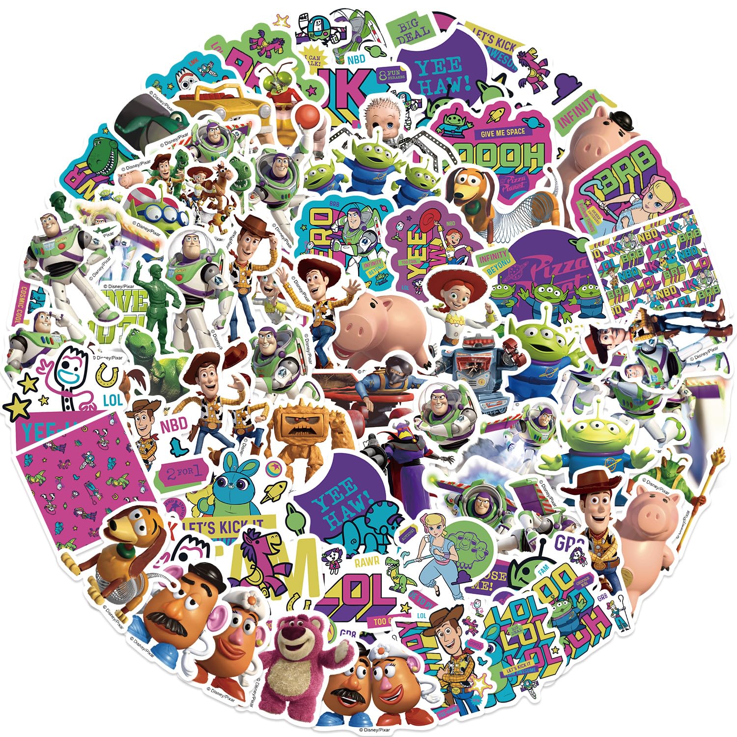 Toy Stickers for Story Lovers, 100pcs Cartoon Movie Decals, Waterproof Stickers for Teen Laptop, Guitar, Luggage, Skateboard, Phone, Helmet
