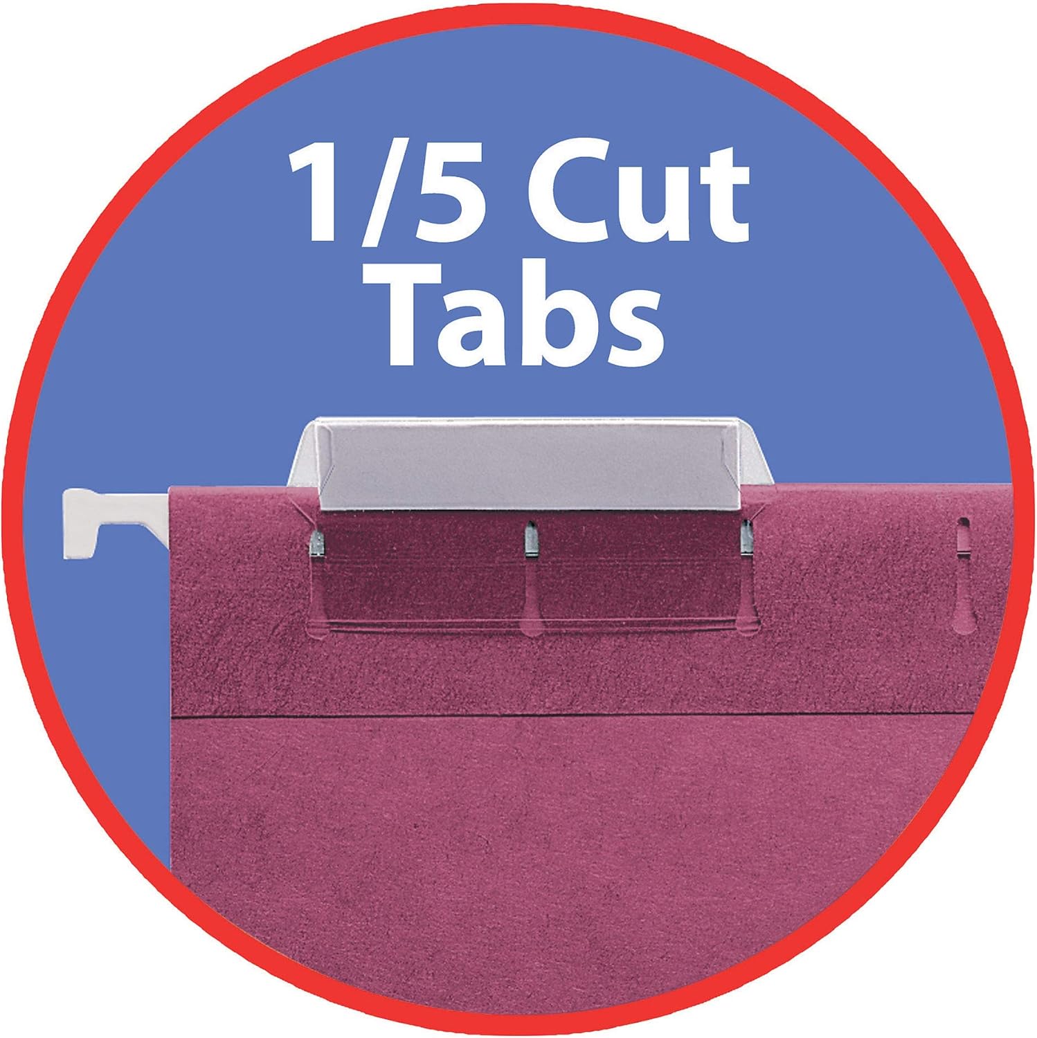 Smead Colored Hanging File Folder with Tab, 1/5-Cut Adjustable Tab, Letter Size, Maroon, 25 per Box (64073) : Hanging File Folders : Office Products