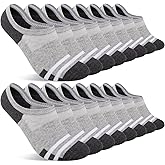Heatuff Mens No Show Socks - 8 Pairs of Thin Non Slip Cotton Invisible Low Cut Socks for Men.