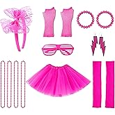 YMO 80s accessories for women, 1980s Neon Accessories Retro Prom Themed Party Outfit Sets Halloween Costume for Women