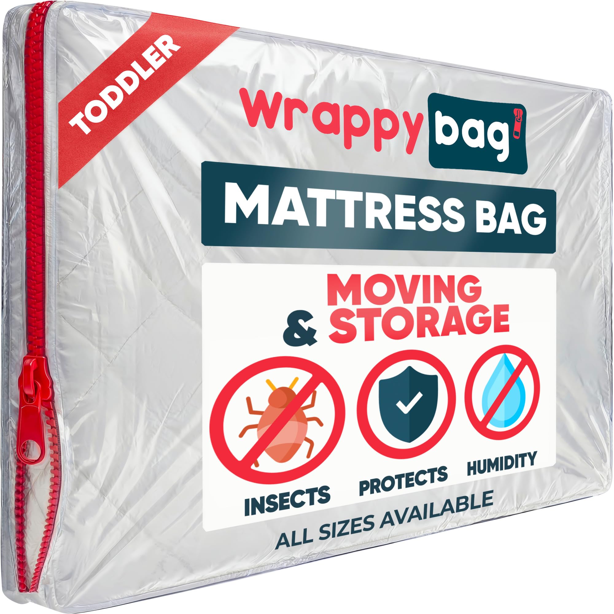 WRAPPYBAG – Protective Plastic Mattress Case — Baby Size — Waterproof, Anti-Tear Storage Bag — For House Moves, Storage and Transport (28" x 55")