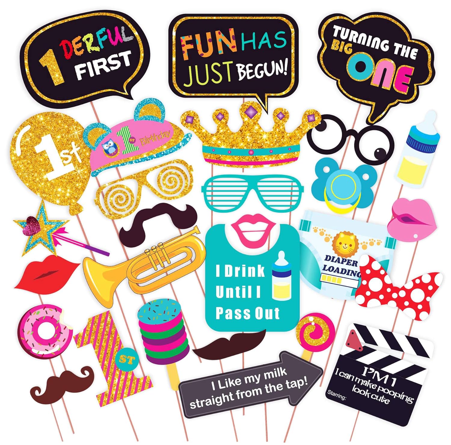 Buy WOBBOX Hand Made First Birthday Party Props Suitable for 1st