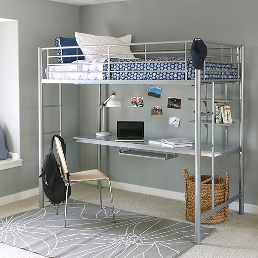 walker edison twin metal loft bed