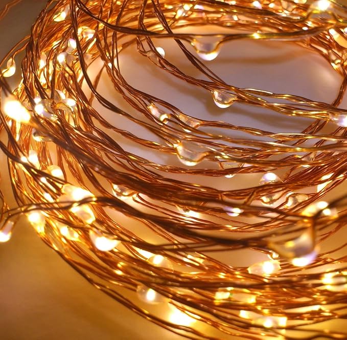 Quace Copper String Led Light 10M 100 LED Battery Operated Wire Decorative Fairy Lights Diwali Christmas Festival - Warm White