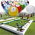MOXAC Inflatable Billiards Soccer Football Snooker Balls Table Games, 16Pcs Leather Football Pool Kick Billiards Set, Adult Sports Recreation Game for Backyard Rooms Outdoor Indoor,22cm/8.7inch