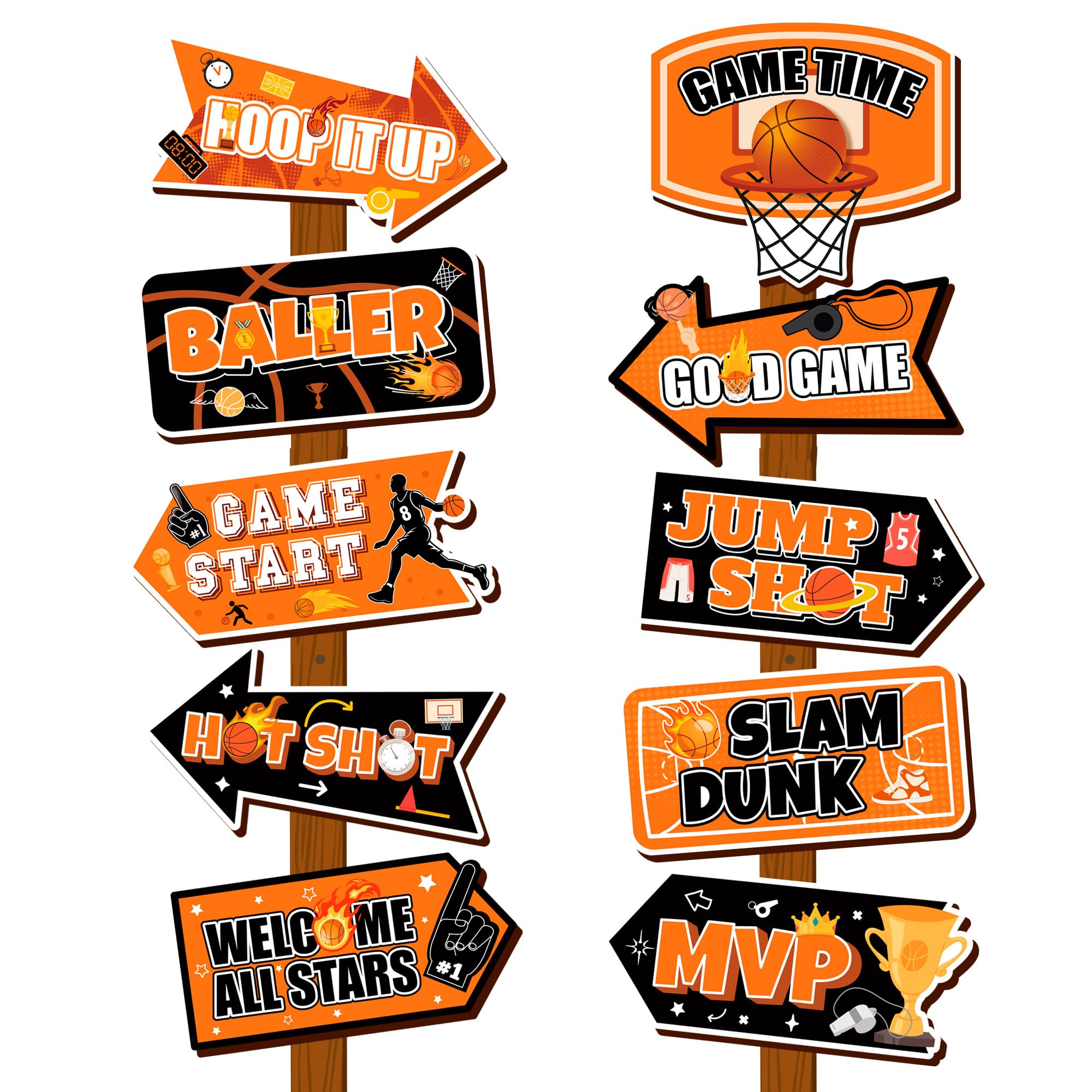 Basketball Party Sign, 20 Pcs Welcome Sign for Basketball Party Basketball Decorations Supplies