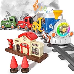 MORECOLL Train Set for Toddlers w/Steam, Music