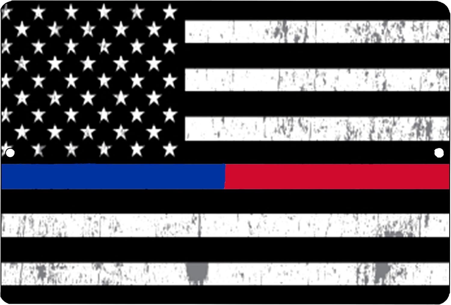 Rogue River Tactical Thin Blue Red Line Police Officer & Firefighter Flag Metal Tin Sign Wall Decor Man Cave Bar Support PD FD