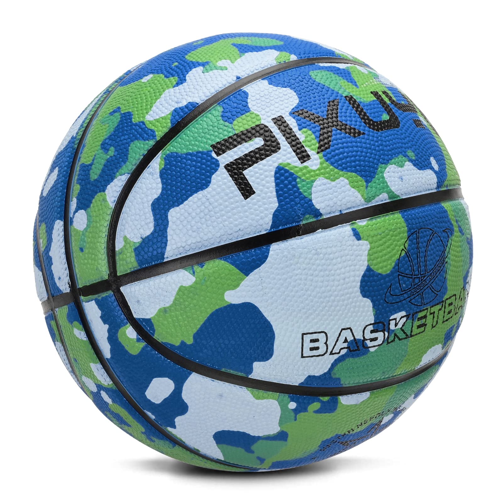 Jicsetk Mini Basketball - Size 5 & 7, Camouflage Blue - Indoor/Outdoor for Children & Teenagers