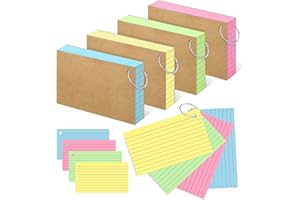 YAGUAO Colored Index Cards 3x5 Inch Heavyweight Flash Cards with Ring Lined Flashcards Note Cards for Studying School Supplies College, 200 Count