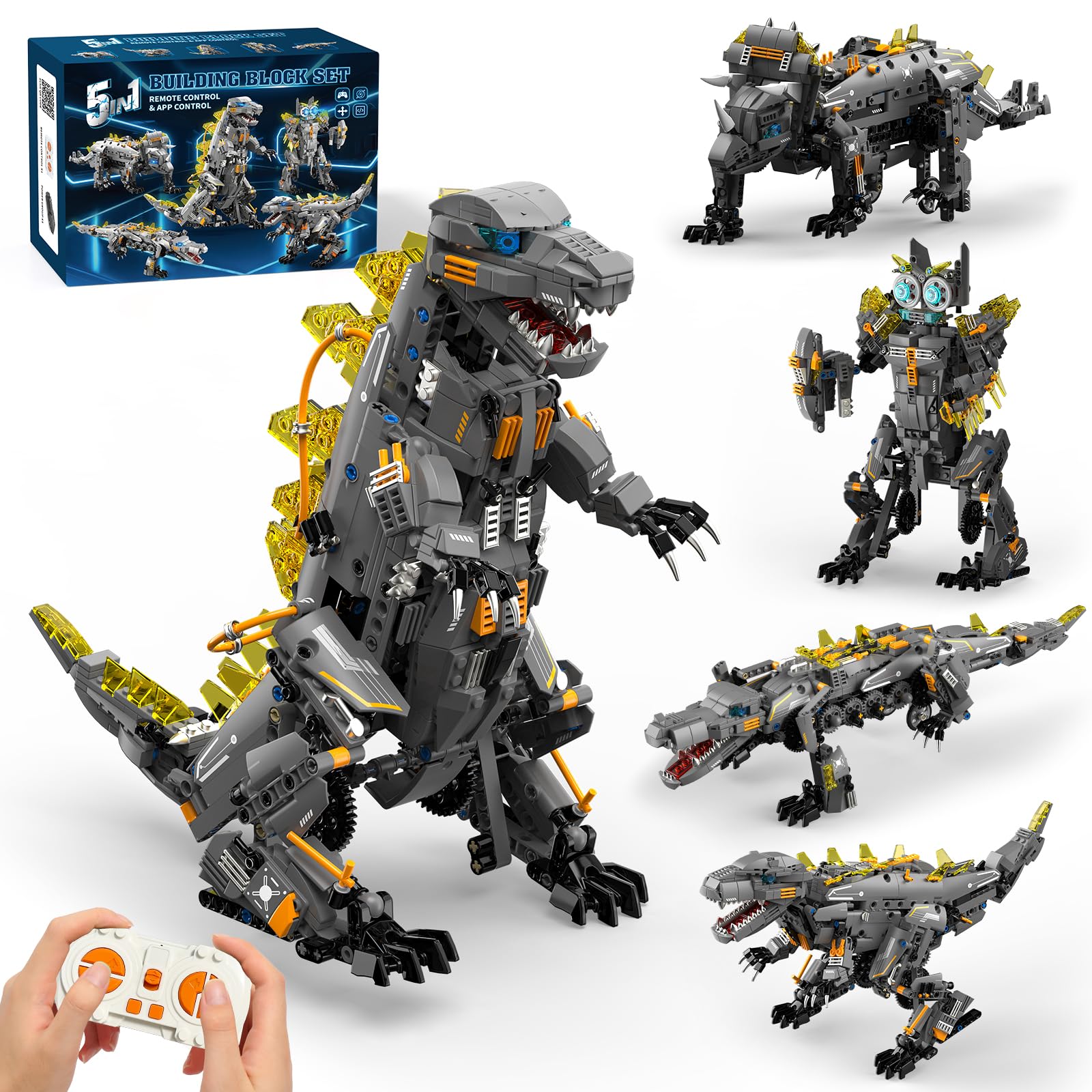 Technic Roboter Bauspielzeug Bausatz ab 8+, 5-IN-1 RC Roboter und Auto