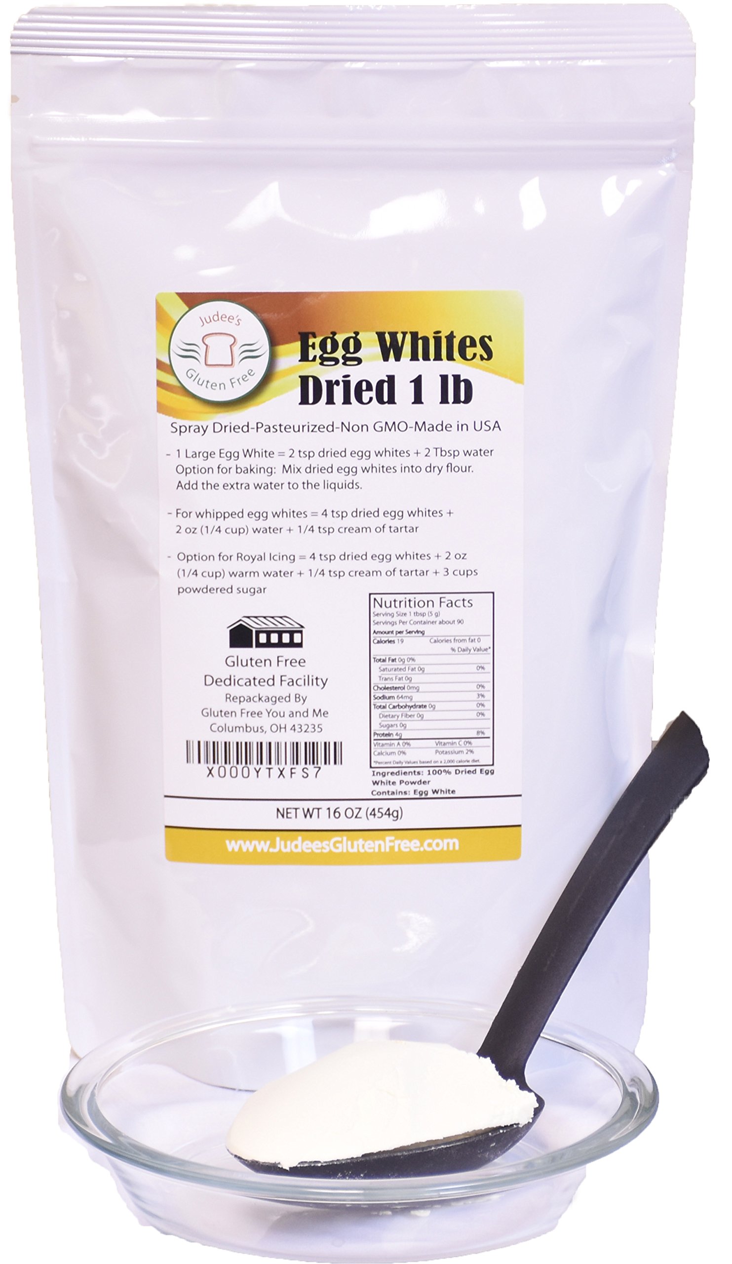 1 lb (16oz) Dried Egg Whites (NonGMO Pasteurized Made in USA 1