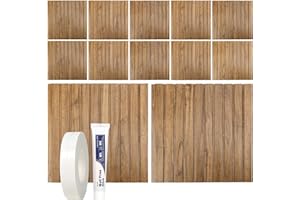 Aboofx 12 PCS 3D Wall Panels, 11.8" x 11.8" Waterproof Slat Wall Paneling Peel and Stick Wallpaper, EPS Wall Panels for Interior Decor, Cover 11.6 Sqft (Drak Wood Color)