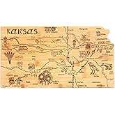 Totally Bamboo Destination Kansas State Shaped Serving and Cutting Board, Includes Hang Tie for Wall Display