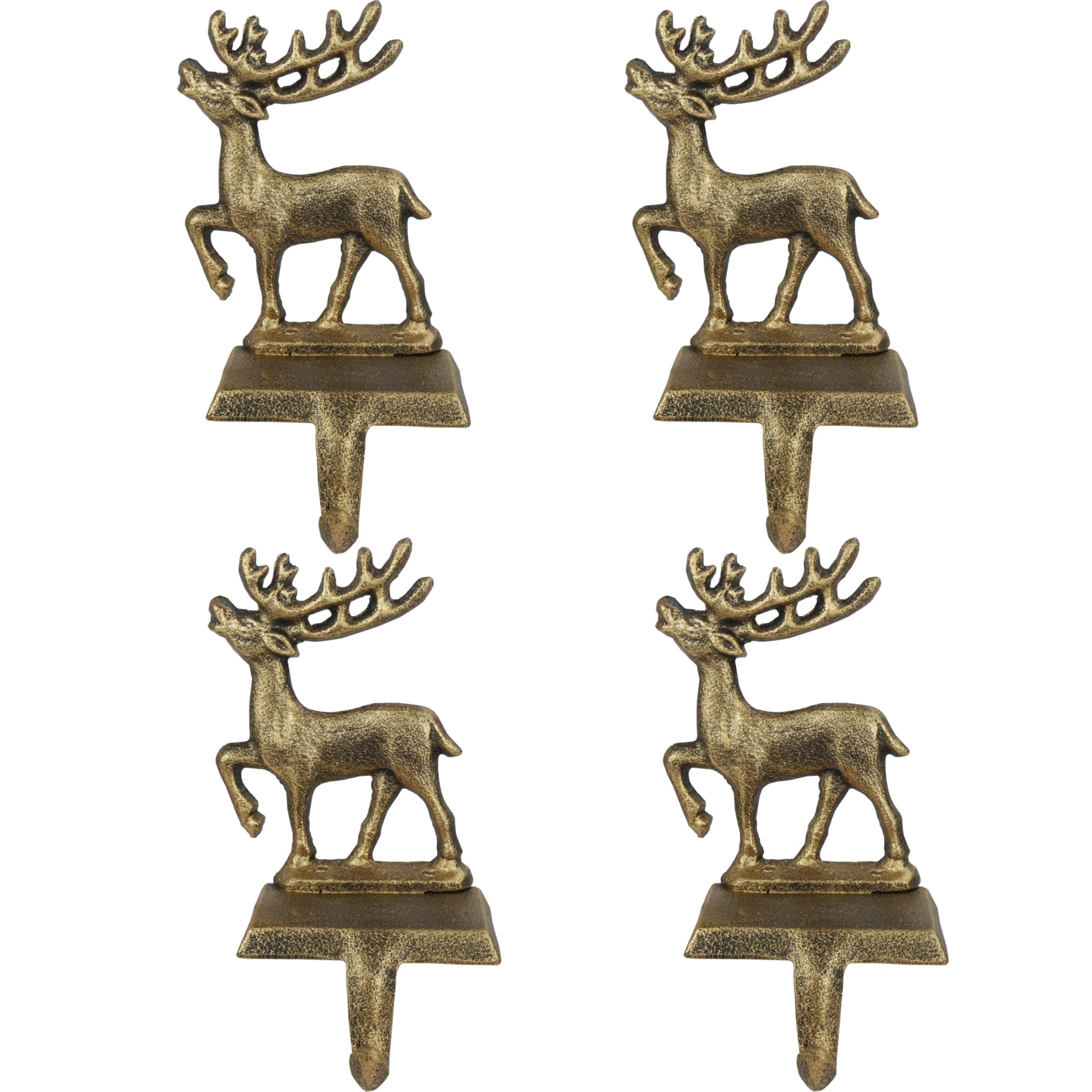 Photo 1 of **MISSING 1 Holder**
OCTERIC 4Pcs Stocking Holders, Reindeer Pattern Metal Mantel Hooks, Anti-Slip Heavy Duty Solid Cast Iron Mantle Hangers Xmas Décor for Fireplace Holiday Indoor Decoration