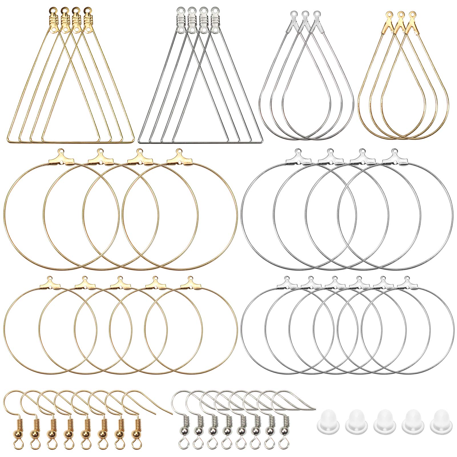 TOAOB 280pcs Gold and Silver Earring Hooks with Earring Hoop and Backs for Jewellery Making Supplies DIY Craft Jewellery Findings Accessories
