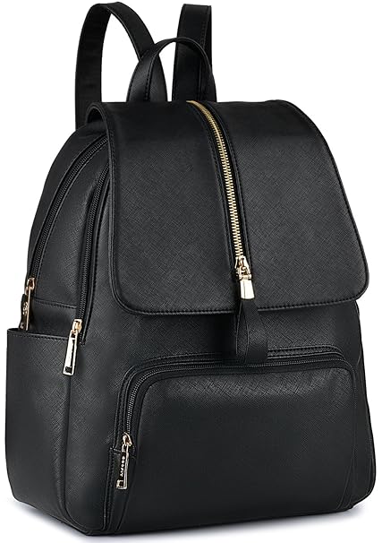 Damen Rucksack, Coofit Lederrucksack Kleiner Rucksack Damen Rucksack Elegant Schulrucksack Rucksack Daypack Schwarz (Schwarz)