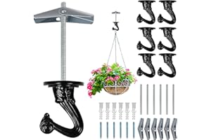 Aidoclip Ceiling Swag Hook Sets - Heavy Duty Hooks with Mounting Hardware for Hanging Plant, Ceiling or Extender Chains - Easy Install with Screws/Brackets