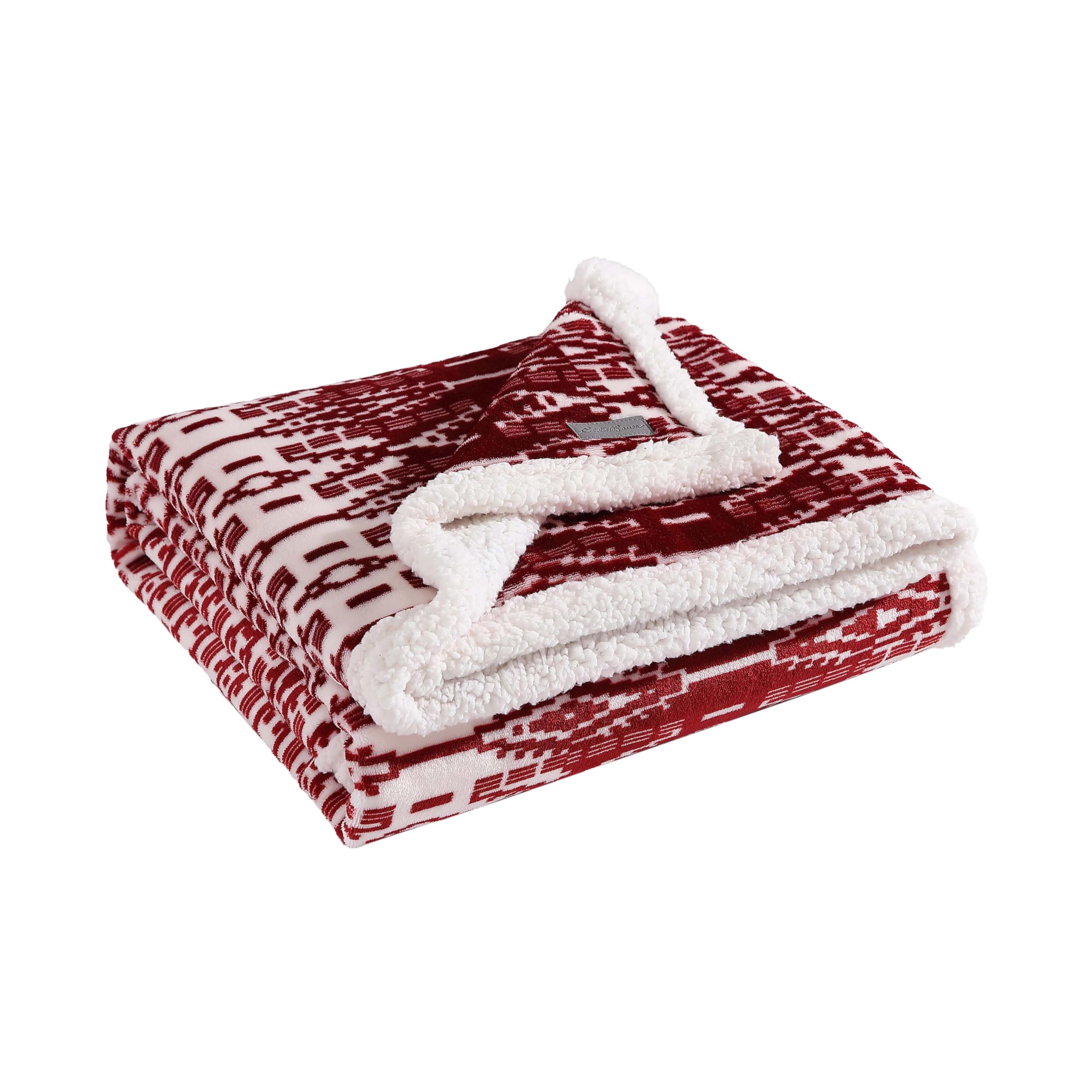 Photo 1 of Eddie Bauer - Throw Blanket, Super Soft Reversible Sherpa Fleece Bedding, Cozy Plaid Home Decor (San Juan Red Clay, 50" x 60")