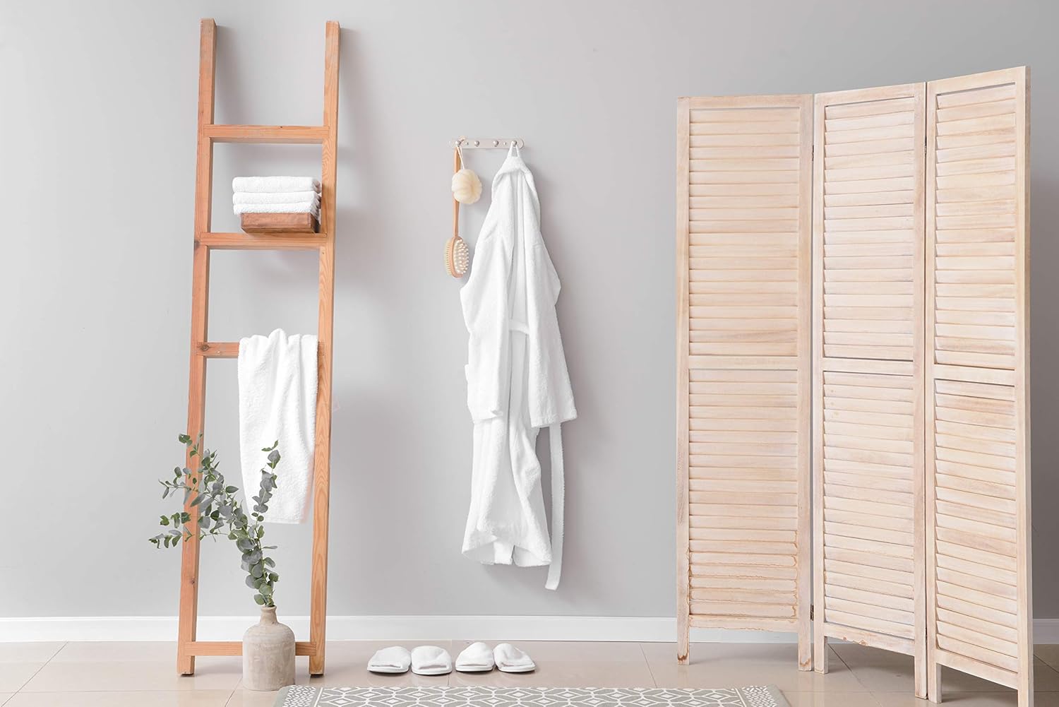 Luxury Bathrobe Towel, Spa Robe Combed Terry Cotton Organic Cloth for Men Women, Cotton Lightweight, Unisex White, Large (All Size Fit): Home & Kitchen