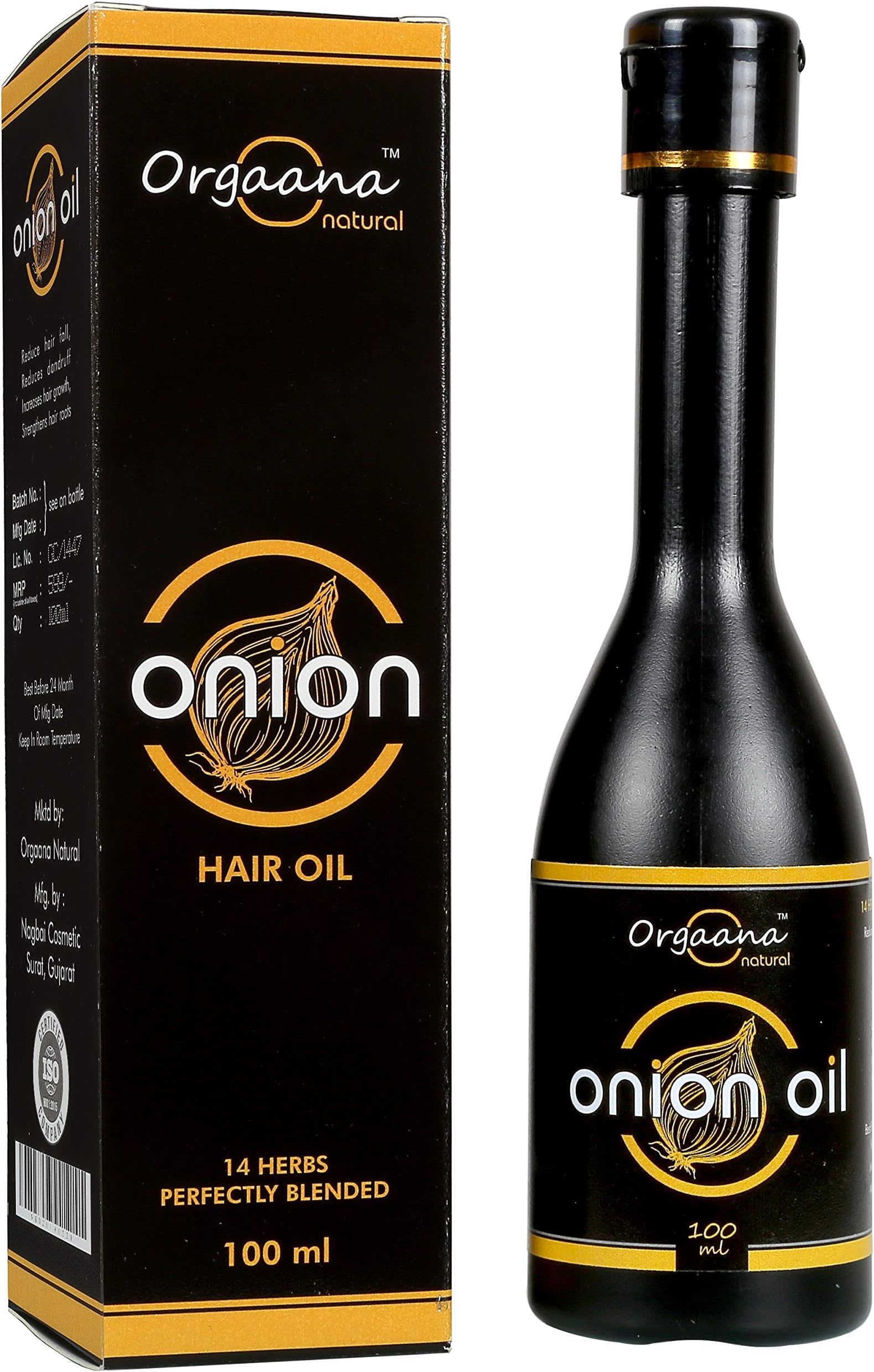 Orgaana Natural Herbal onion oil for Anti-Dandruff hair oil 100 ml with 14 Essential Oils