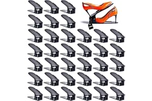 Yashong Shoe Slots Organizer, 36PCS Adjustable Double Layer Stack Shoe Rack, 50% Space-Saving Storage Rack Holder, Black