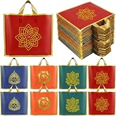 Sabary 48 Pack Diwali Return Gift Bags Plastic Indian Return Gift Bags | Pooja Return Gifts Bags, 4 Designs, for Diwali, Lotus Shravana Lights Party, Puja Hindu Religious Traditional Indian Ceremony
