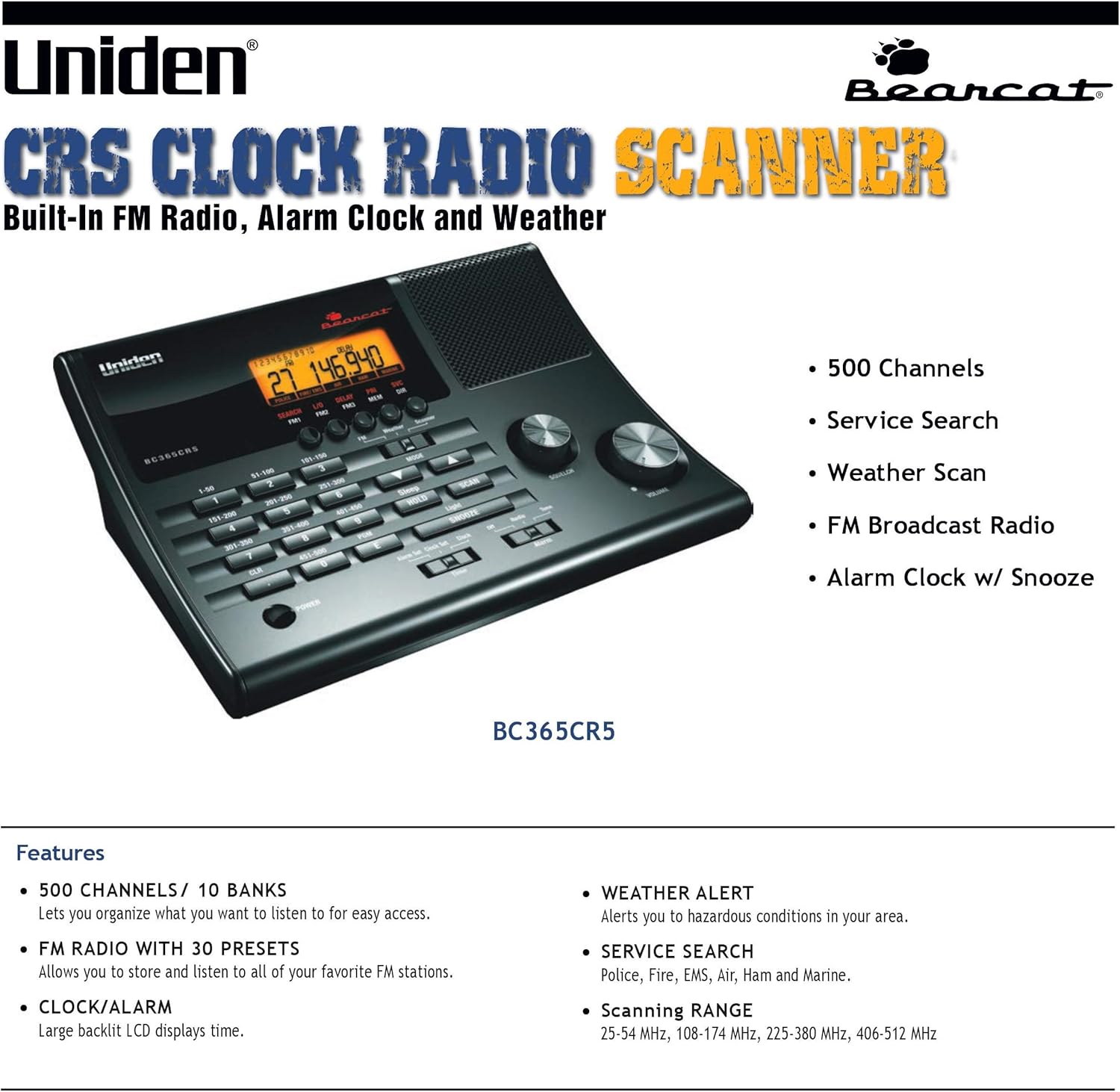 Police Scanner Uniden Emergency Alert Scanners Weather Fire FM Radio