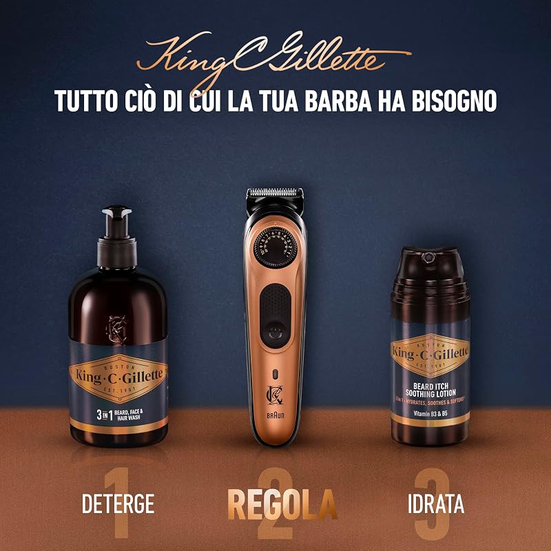 Rasoio Elettrico Barba Pro, Regolabarba Uomo, Selettore di Precisione, Cura Barba Uomo, 40 Impostazioni di Lunghezza, Lame Rasoio Affilate, Pettini Regolatori, Testine Lavabili