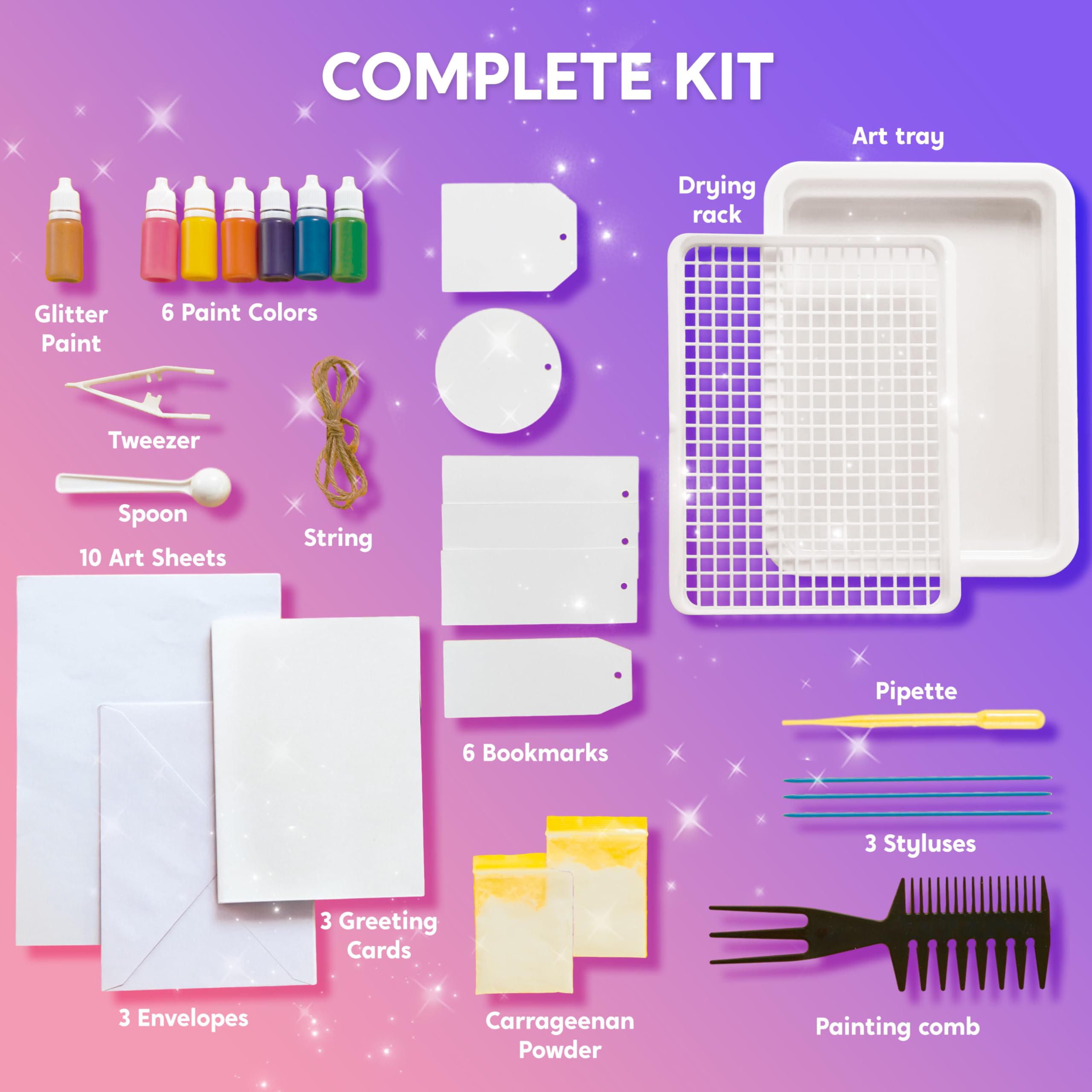 Klever Kits Marbling Paint for Kids, Metallic Gold Water Marble Paint Art, Arts and Crafts for Girls & Boys 6-12 Years Old, Craft Kits, Birthday Gifts Ideas Activities Toys