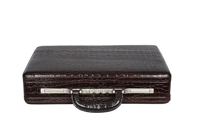 OBANI Genuine Leather Expandable Briefcase Brown