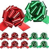 20 Pieces Christmas Pull Bows Red and Green Ribbon Bows with Metallic Luster and Metal Texture for Present Wrapping, Xmas, Wedding, Valentine's Day and Christmas Wreath Baskets, 5 inches (Red, Green)
