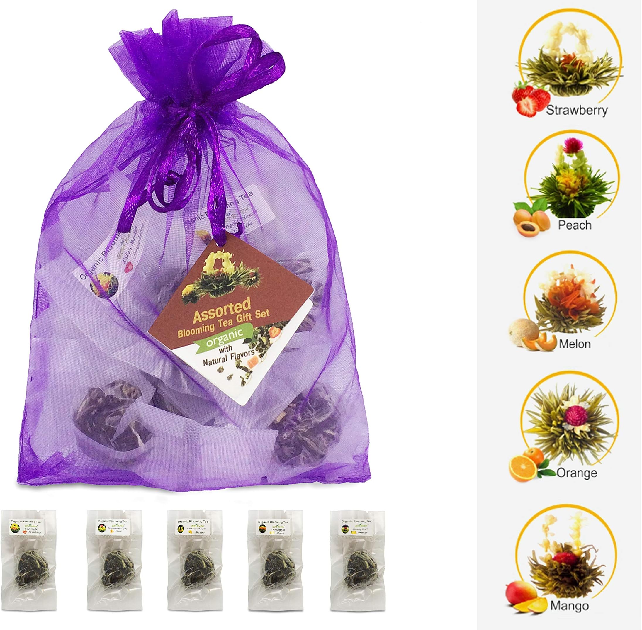 hand made blooming flower green tea 14 bolls gift bag.