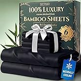 DECOLURE 100% Viscose Derived from Bamboo Sheets Queen Size - Luxury 6 Pc Naturally Cooling Sheets, Ultra Soft Bed Set - Deep 17" Pockets, Durable Double Stitching, Oeko Tex Standard (Black)