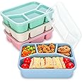Lunchable Container - 4 Pack Bento Lunch Box, 4-Compartment Snackle Box Container for School Work Travel, Bento Box for Kids, Microwave Dishwasher Safe Bento Box Adult