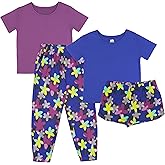 Fruit of the Loom girls Getaway Loose Fit 4-piece Pajama Set