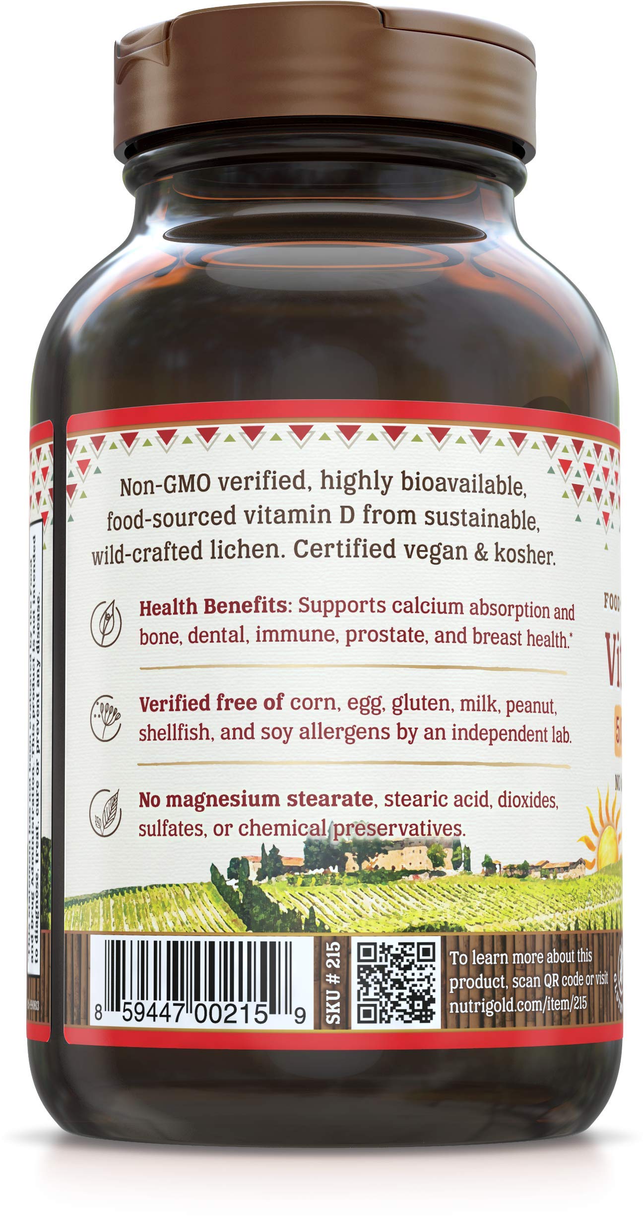 Nutrigold FoodSourced Vitamin D3 5000 IU, 120 Capsules (Natural