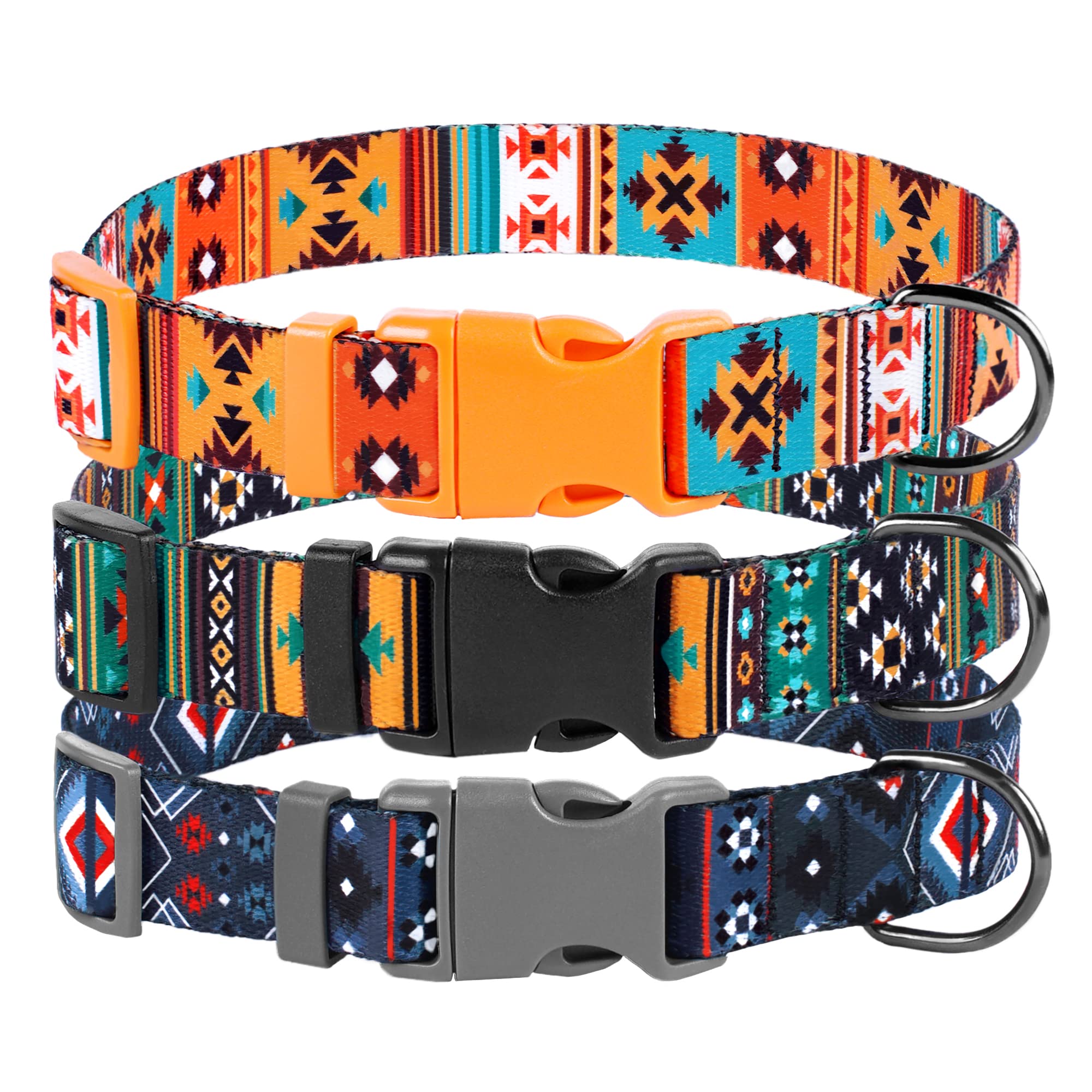 MUROM Southwest Dog Collar Tribal Pattern Adjustable Puppy Pet Collars for Small Medium Large Dogs Aztec Print (Tribal, Neck Fit 10''-13'')