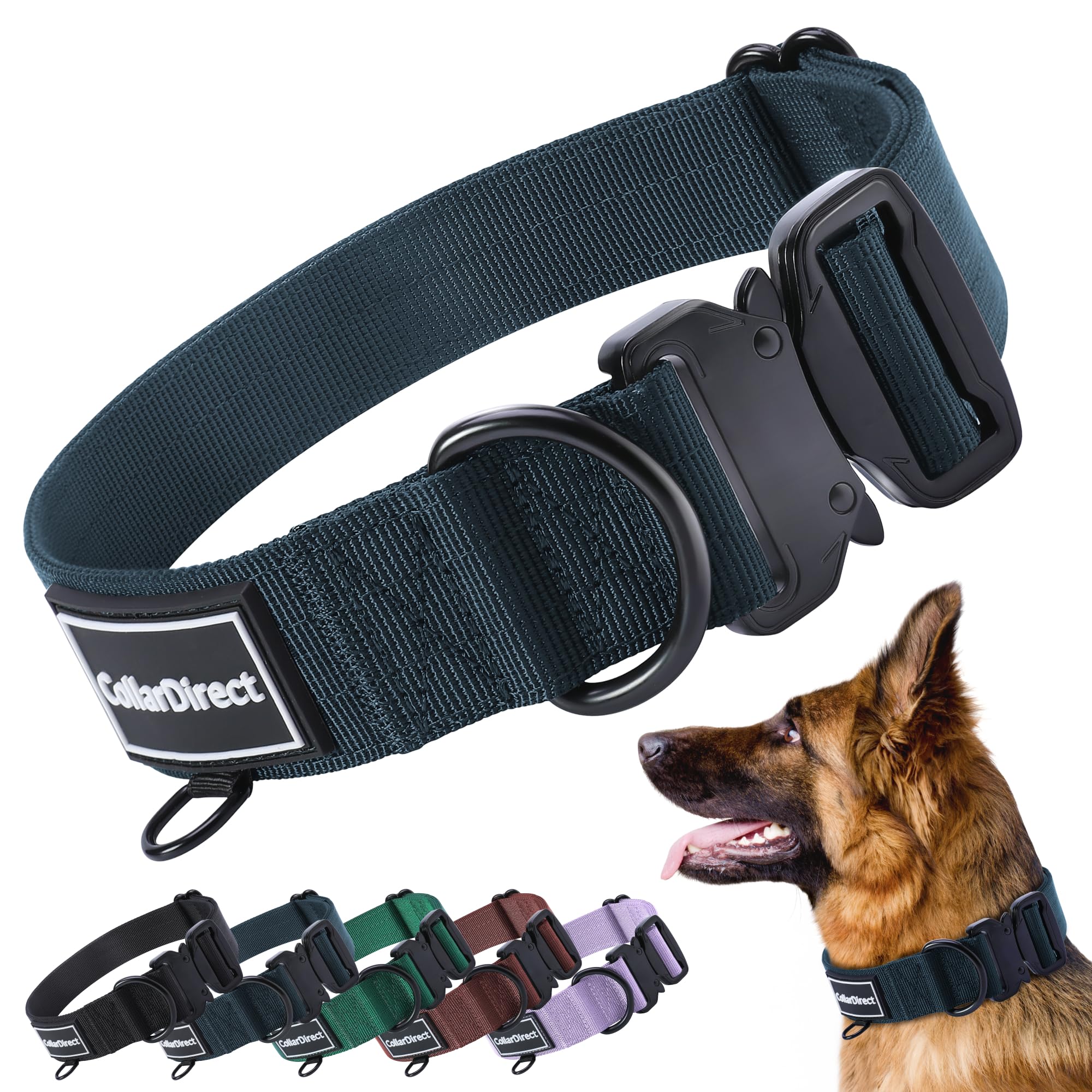 Photo 1 of Heavy Duty Dog Collar for Large or Medium Dogs, Adjustable Strong Dog Collar for Active Dogs, Double-Layered Nylon (Dark Blue, 15-23)