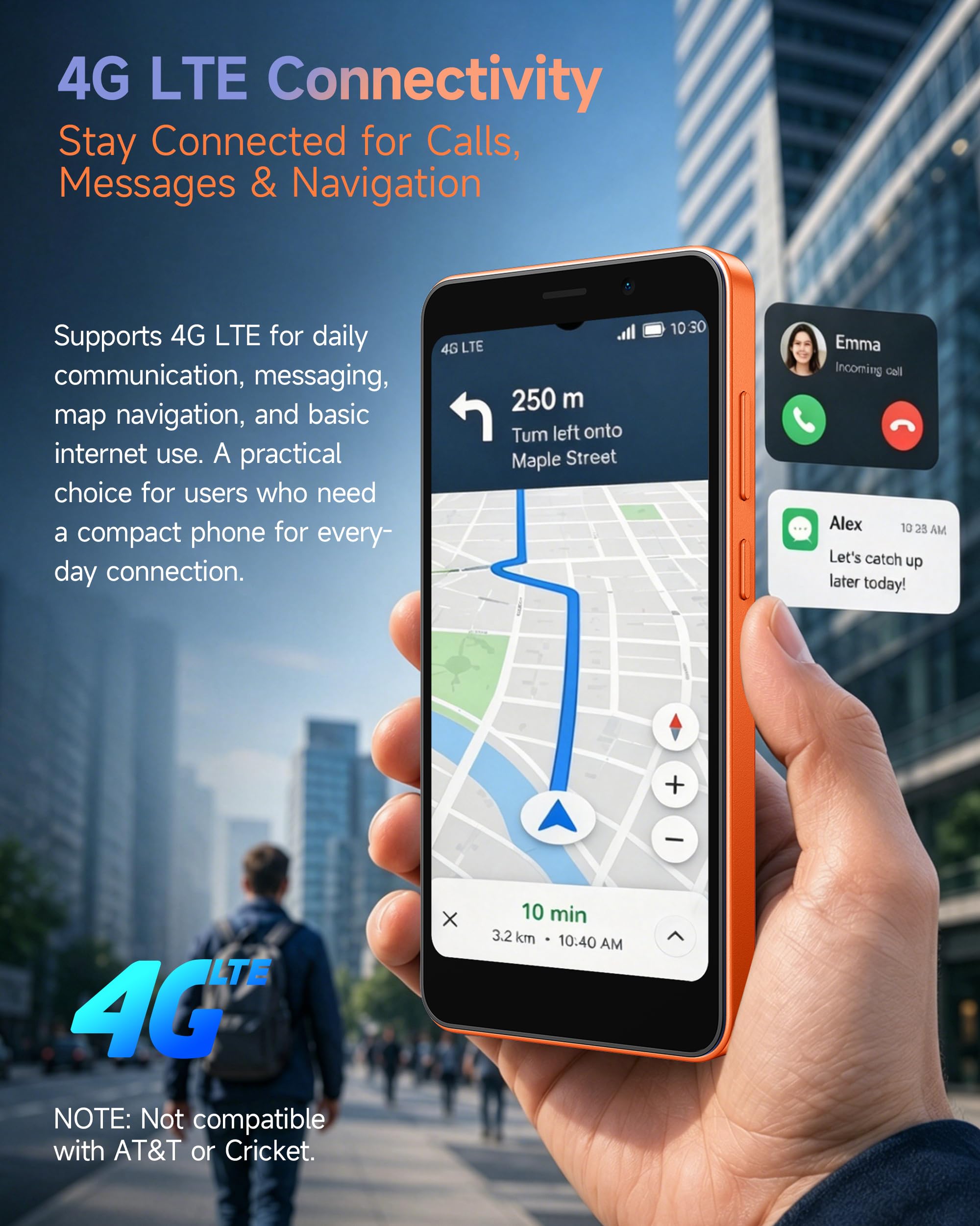 Ulefone Note 22 Handy Ohne Vertrag Android 16 Go, 20GB RAM+32GB ROM/SD-2TB, 3000mAh Austauschbarer Akku, Mini 5.0" Octa Core Smartphone DREI Kartenfächer Dual SIM 4G/Face ID/GPS/OTG/FM Orange 7