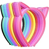 GLITZJOY Cat Ears Headbands, 36PCS Plastic Headbands for Adult Women Colorful Non Slip Kitty Hairbands Taylor Party Decorations Bunny Cat Bow Hair Hoop Accessories Gabby Party Favors Halloween Costume