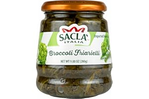 SACLA Broccoli Rabe Friarelli Antipasti | Italian Rapini Antipasto in Sunflower Oil with Garlic & Chili | 9.88 oz Glass Jar | Non-GMO Vegan | Imported from Italy